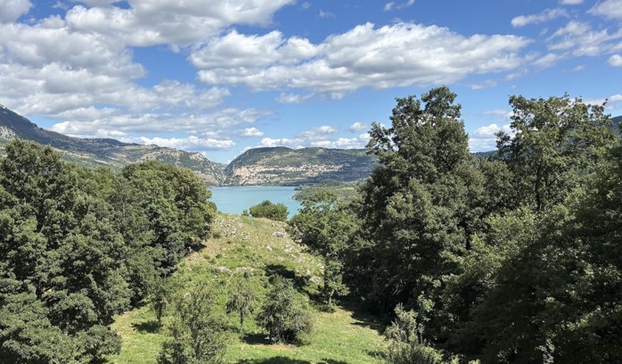 The Lake of Barrea, Abruzzo, Italy, in between the mountains.