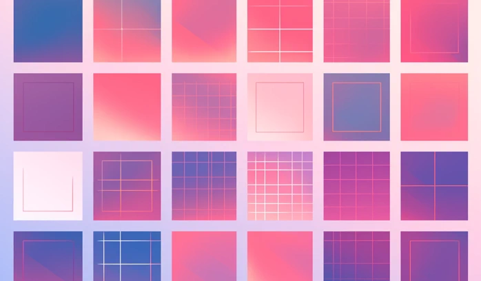 A geometric pattern of squares and grids.