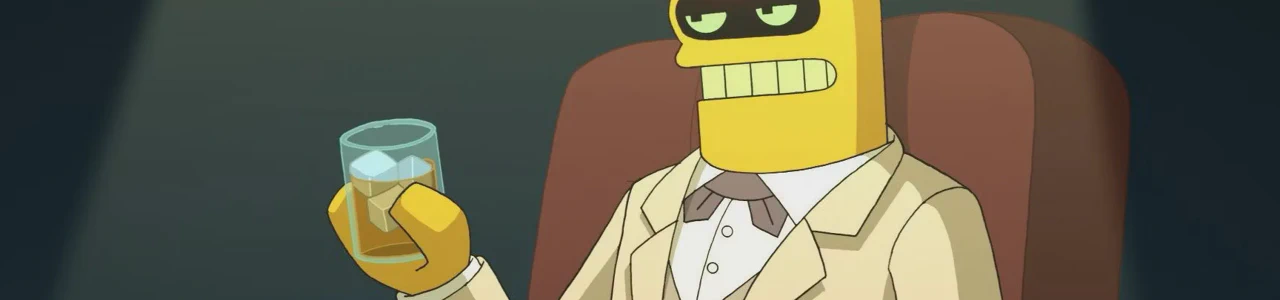Calculon from Futurama sipping cognac or whatever.