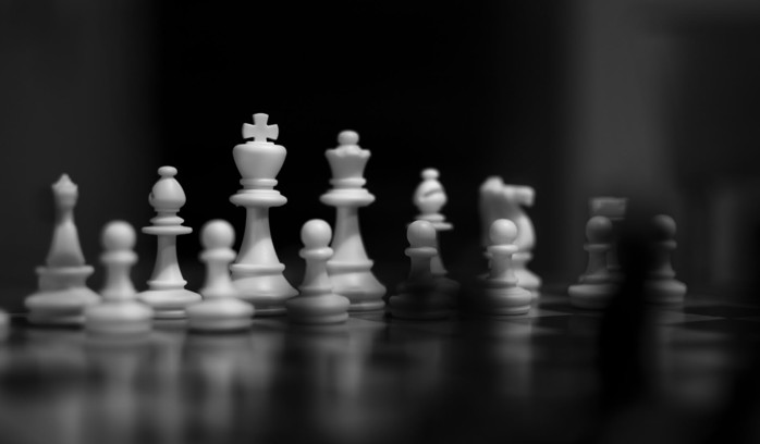 A chessboard in black and white.